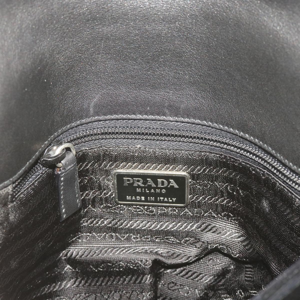 PRADA Shoulder Bag Leather Black Auth ep3608