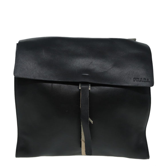 PRADA Shoulder Bag Leather Black Auth ep3608