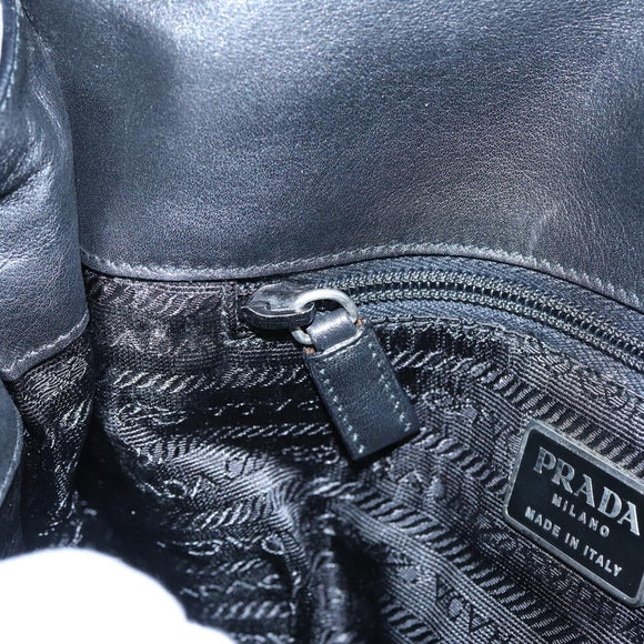 PRADA Shoulder Bag Leather Black Auth ep3608