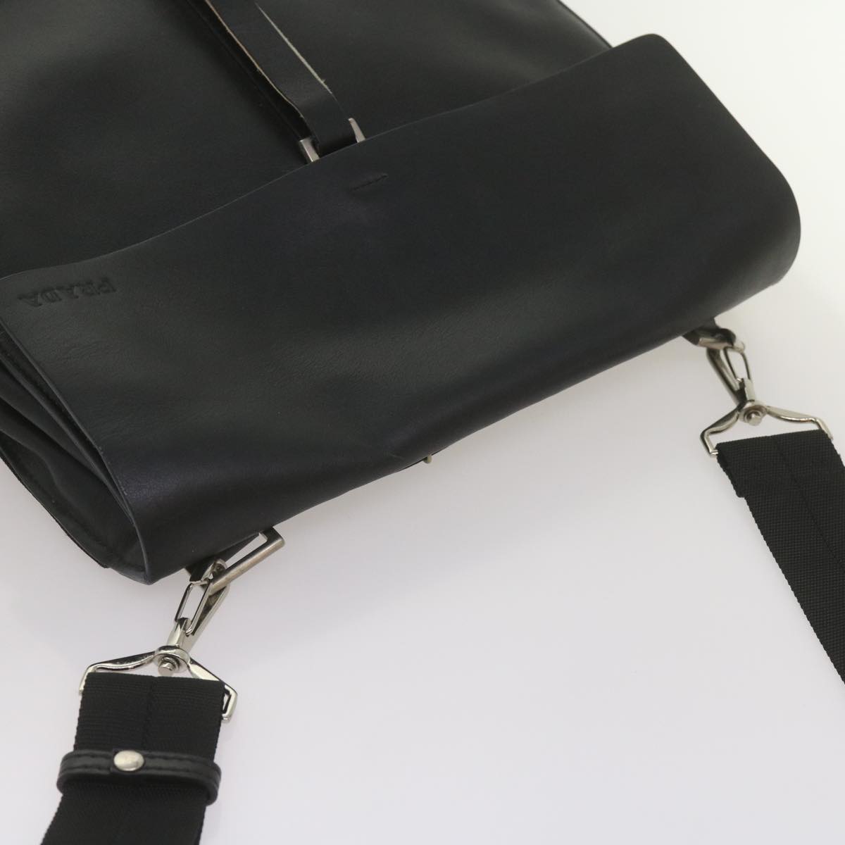 PRADA Shoulder Bag Leather Black Auth ep3608