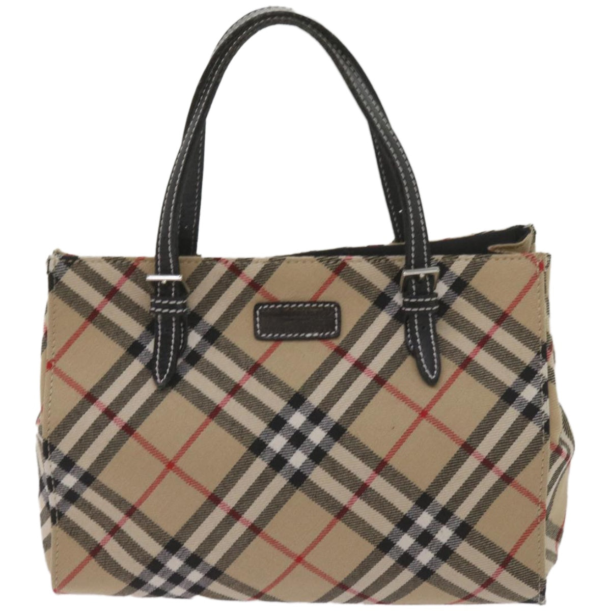 BURBERRY Nova Check Blue Label Hand Bag Canvas Beige Auth ep3616