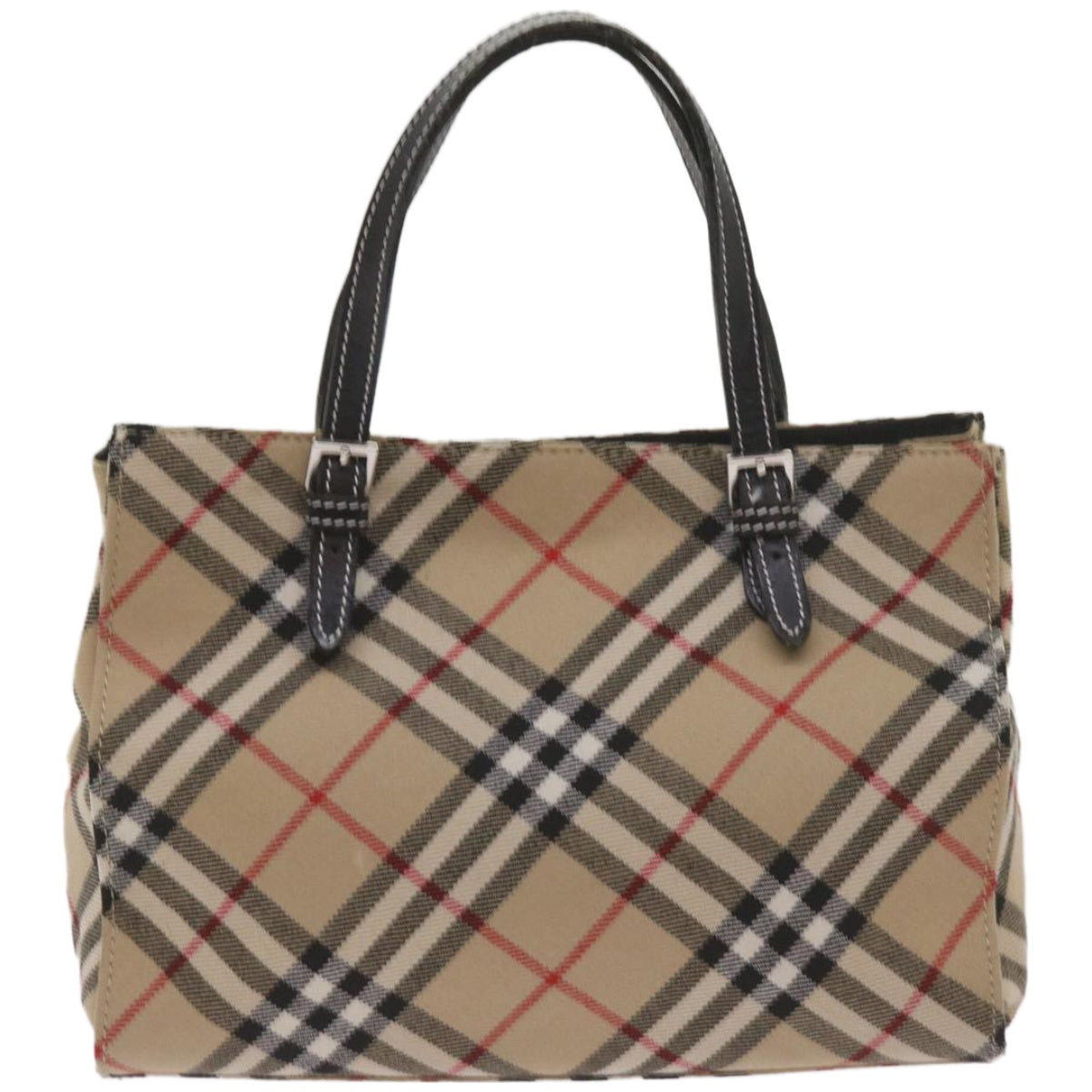 BURBERRY Nova Check Blue Label Hand Bag Canvas Beige Auth ep3616 - 0