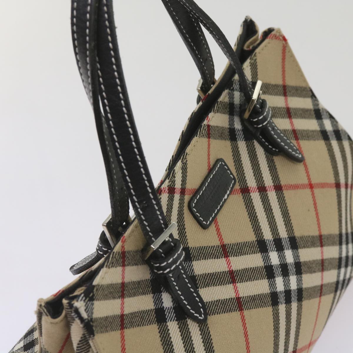 BURBERRY Nova Check Blue Label Hand Bag Canvas Beige Auth ep3616