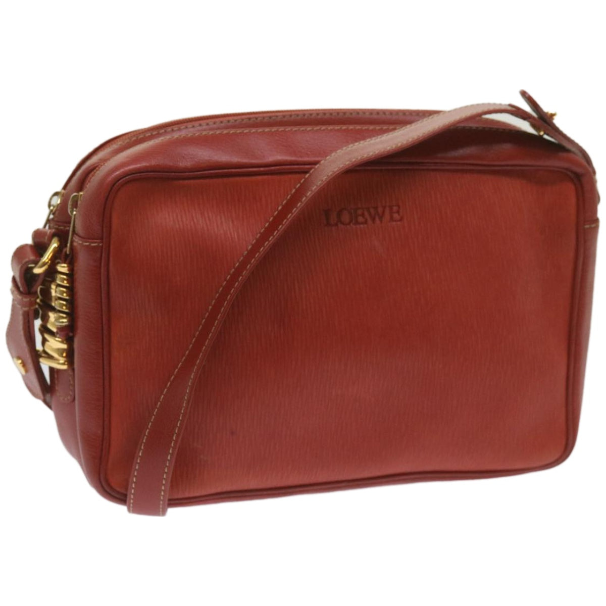 LOEWE Shoulder Bag Leather Red Auth ep3619