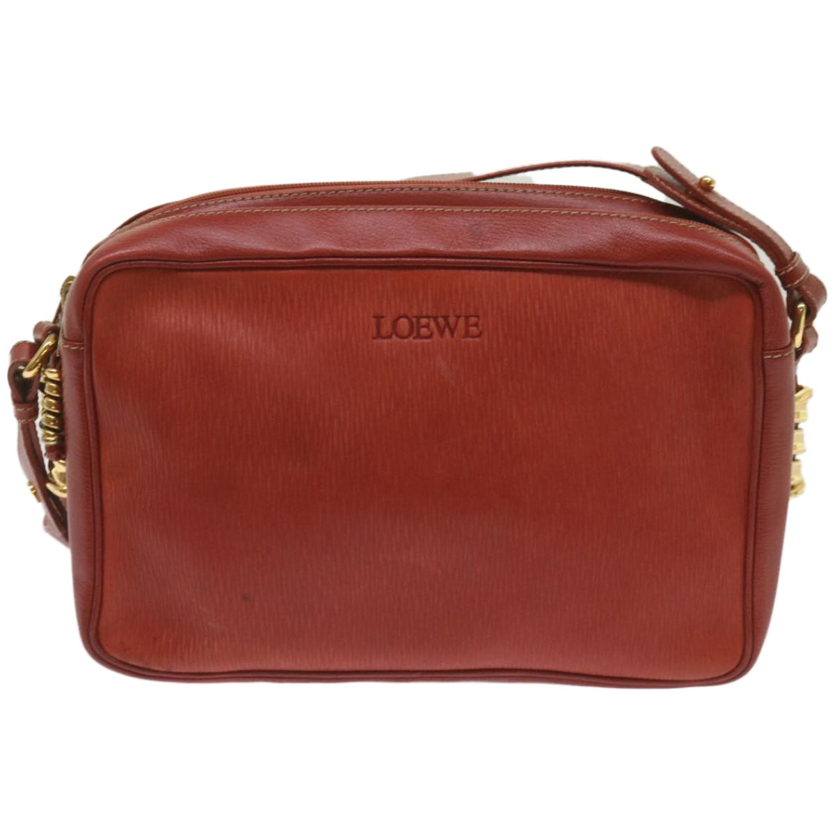 LOEWE Shoulder Bag Leather Red Auth ep3619