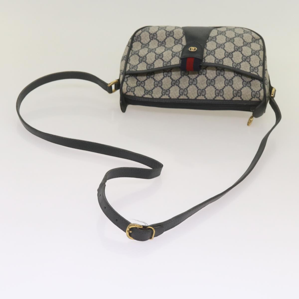 GUCCI GG Supreme Sherry Line Shoulder Bag PVC Navy Red 001 754 Auth ep3623