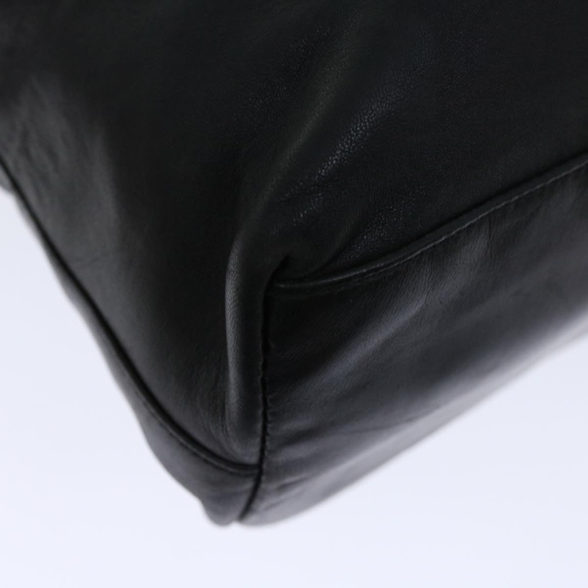 PRADA Tote Bag Leather Black Auth ep3624