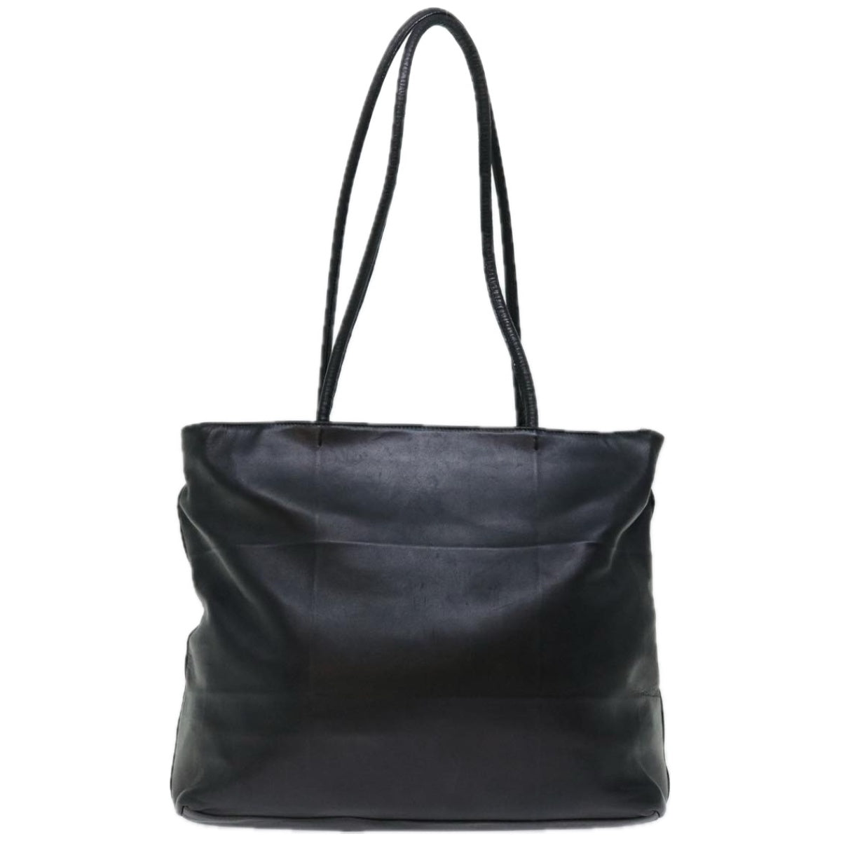 PRADA Tote Bag Leather Black Auth ep3624 - 0