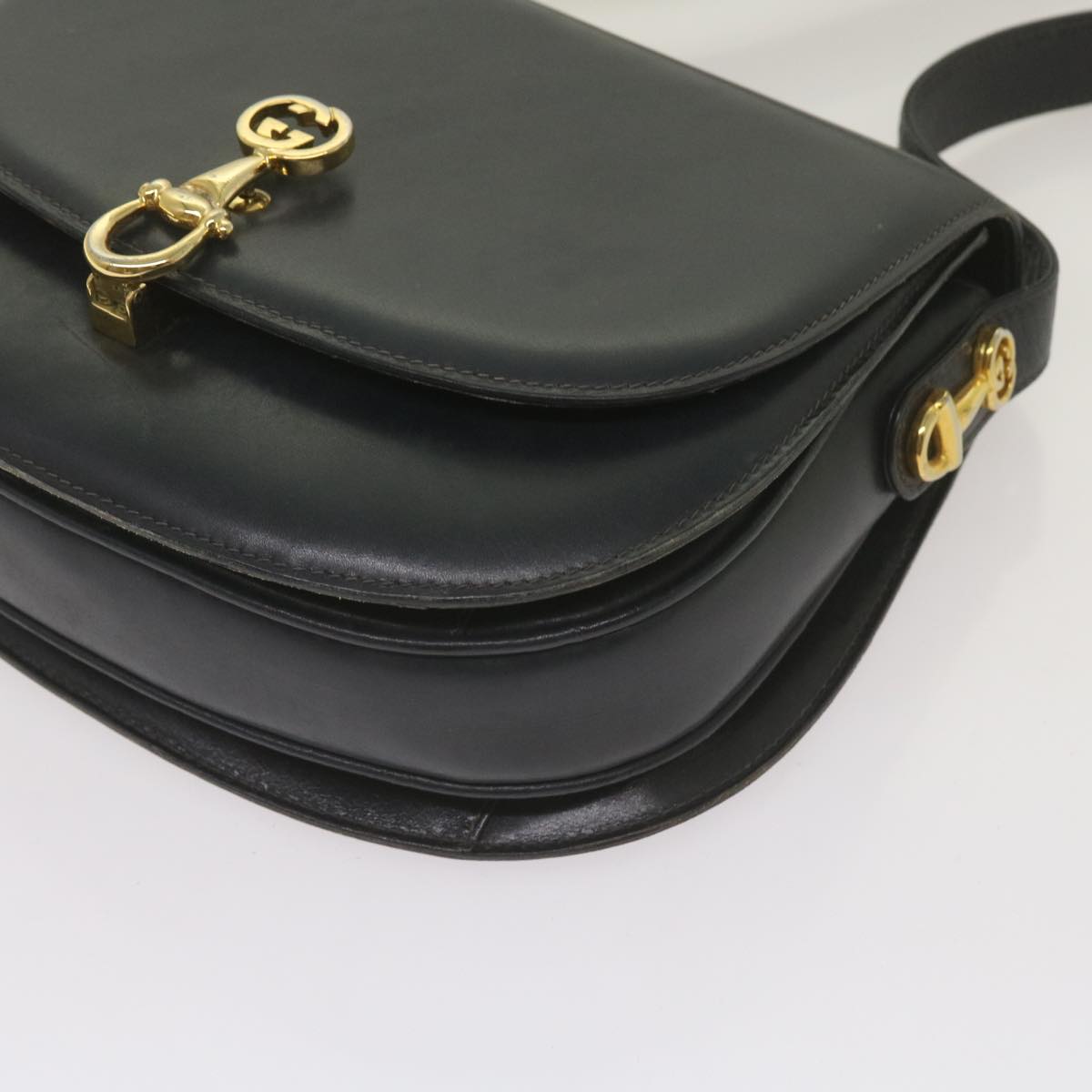 GUCCI Shoulder Bag Leather Navy Auth ep3626