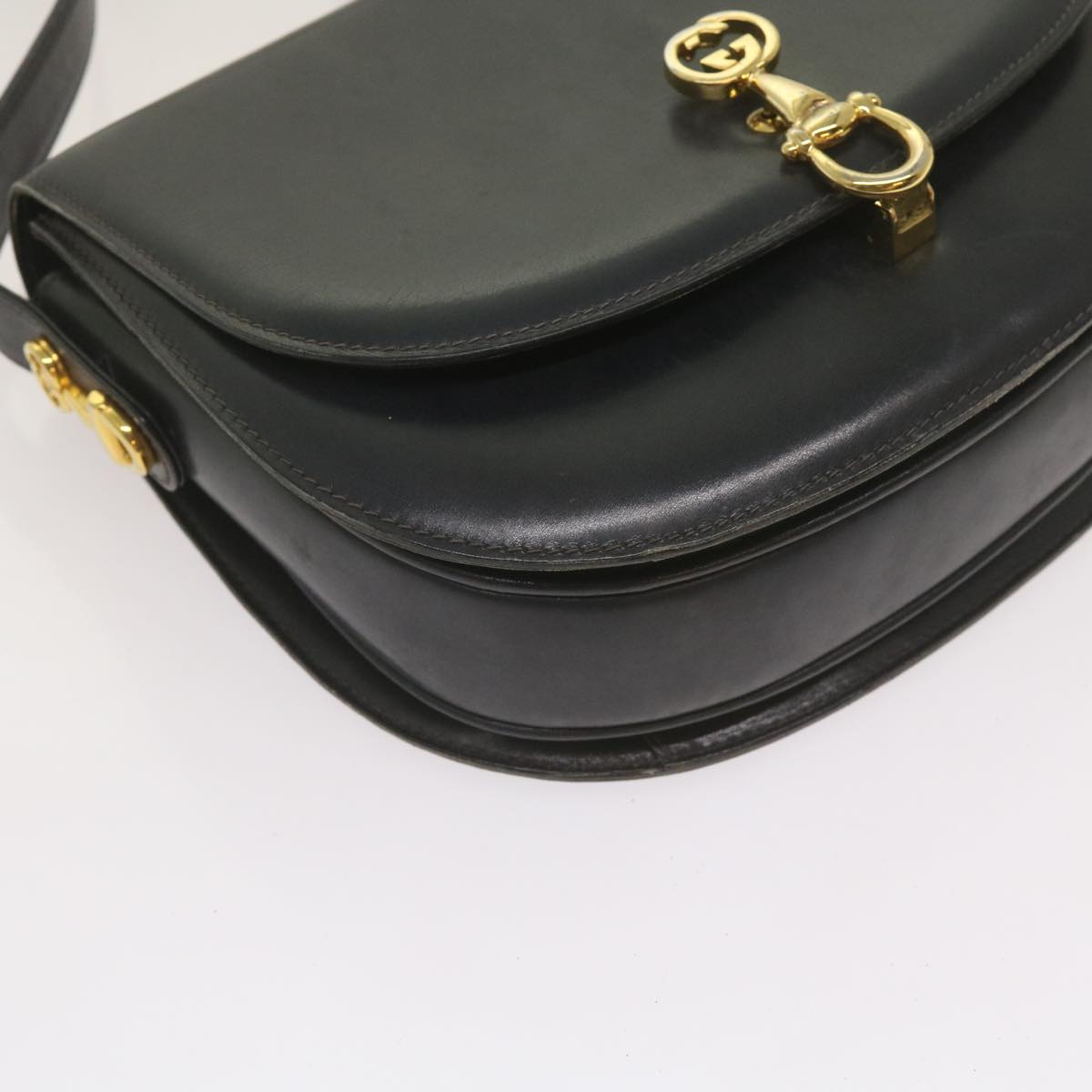 GUCCI Shoulder Bag Leather Navy Auth ep3626