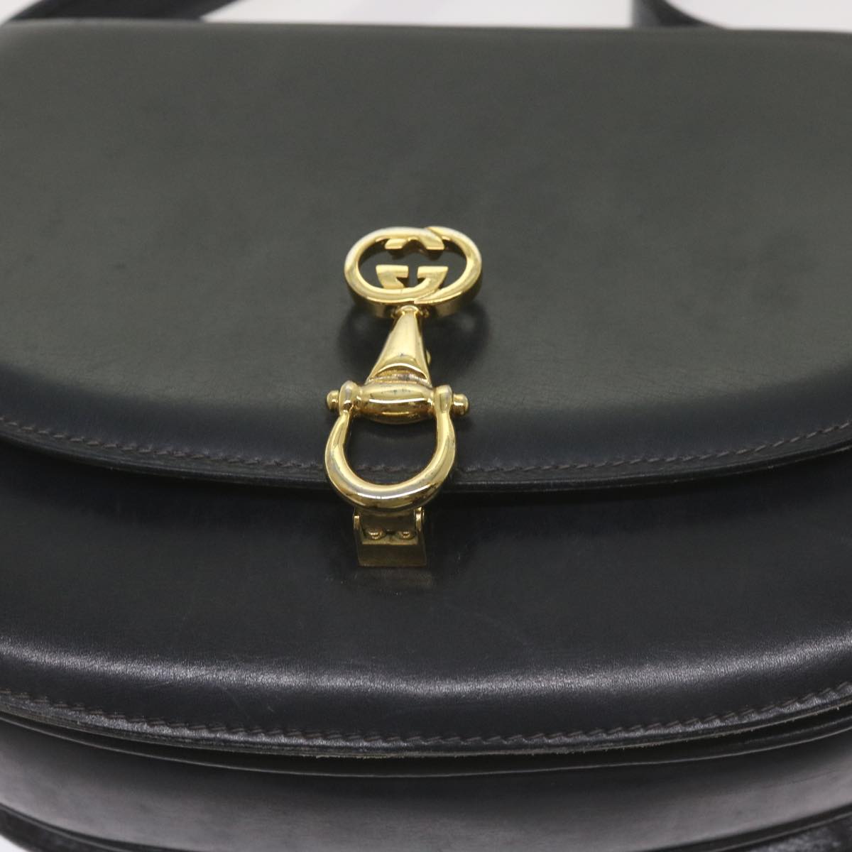 GUCCI Shoulder Bag Leather Navy Auth ep3626