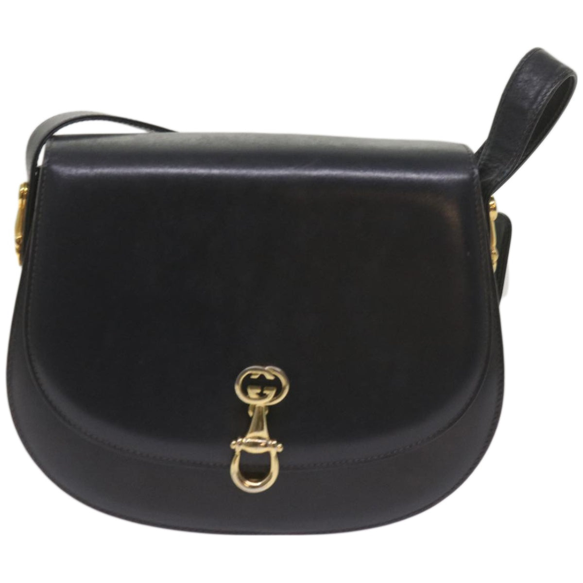 GUCCI Shoulder Bag Leather Navy Auth ep3626