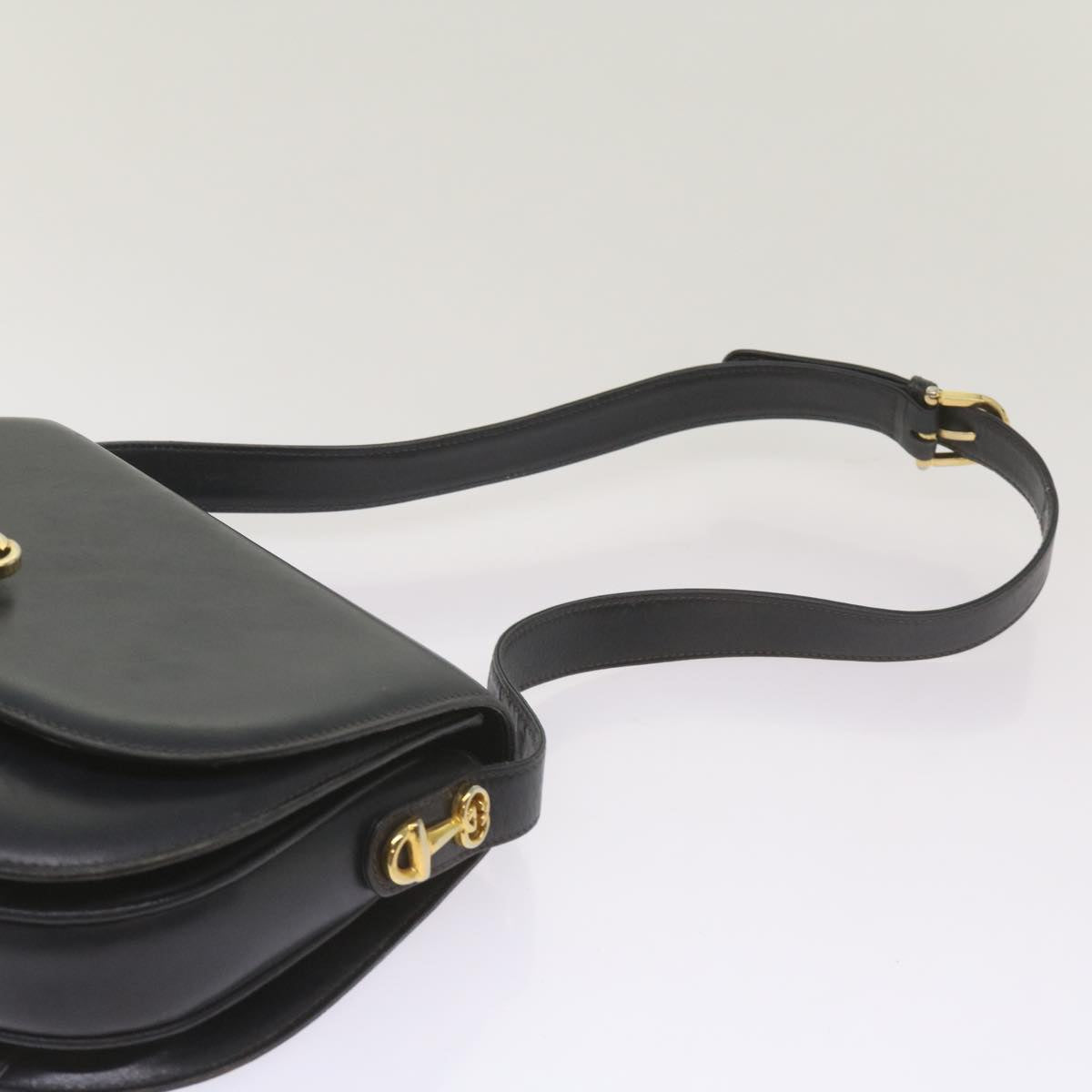 GUCCI Shoulder Bag Leather Navy Auth ep3626