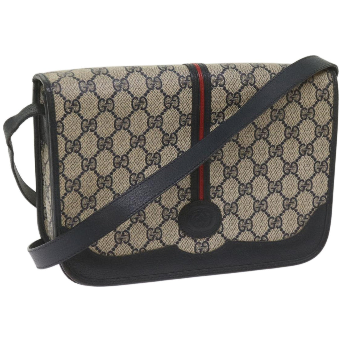 GUCCI GG Supreme Shoulder Bag PVC Navy 001 113 0551 Auth ep3630