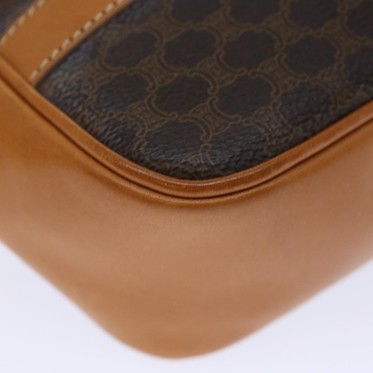 CELINE Macadam Canvas Hand Bag PVC Brown Auth ep3632
