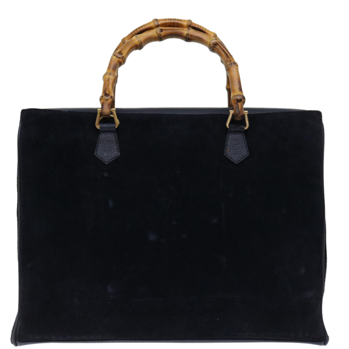GUCCI Bamboo Tote Bag Suede 2way Black 002 2855 Auth ep3654 - 0