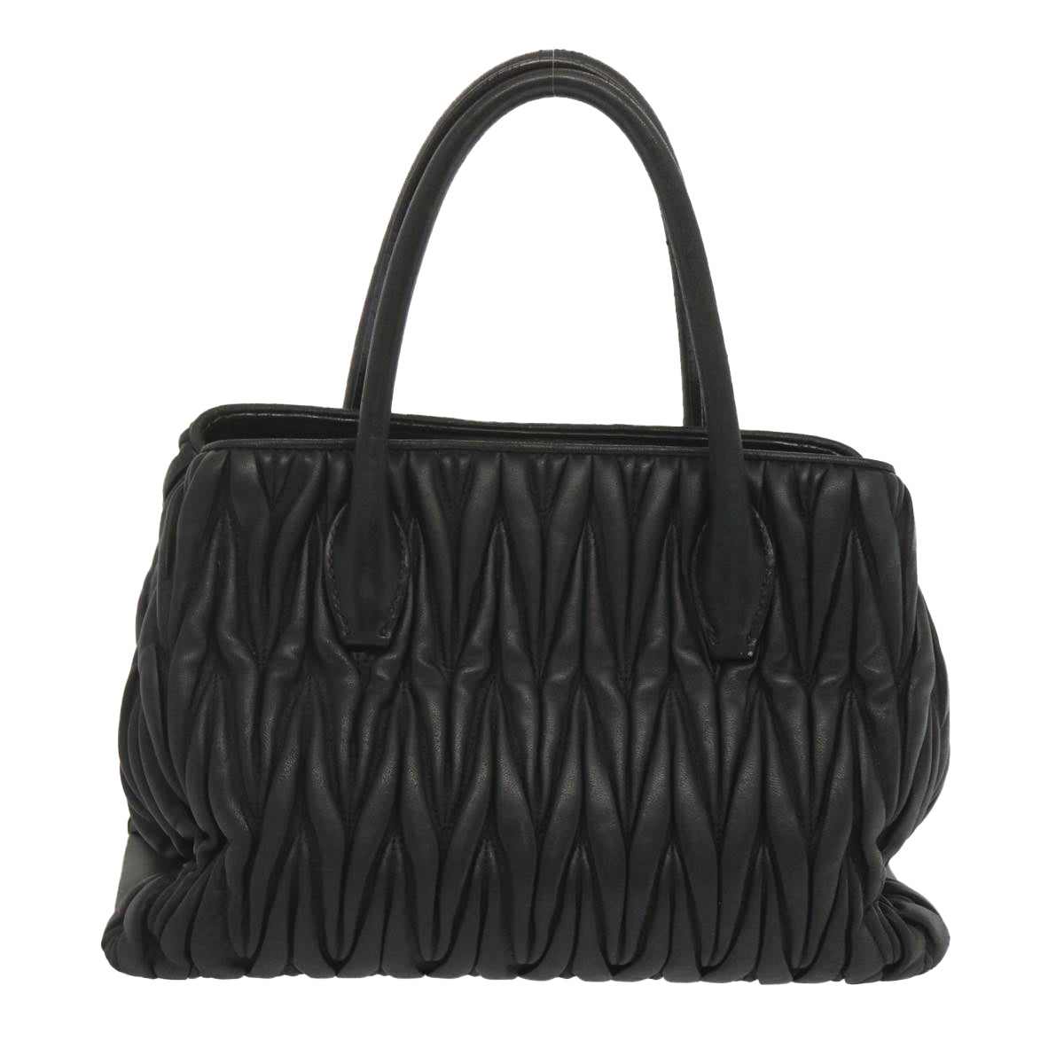 Miu Miu Materasse Hand Bag Leather Black Auth ep3658 - 0