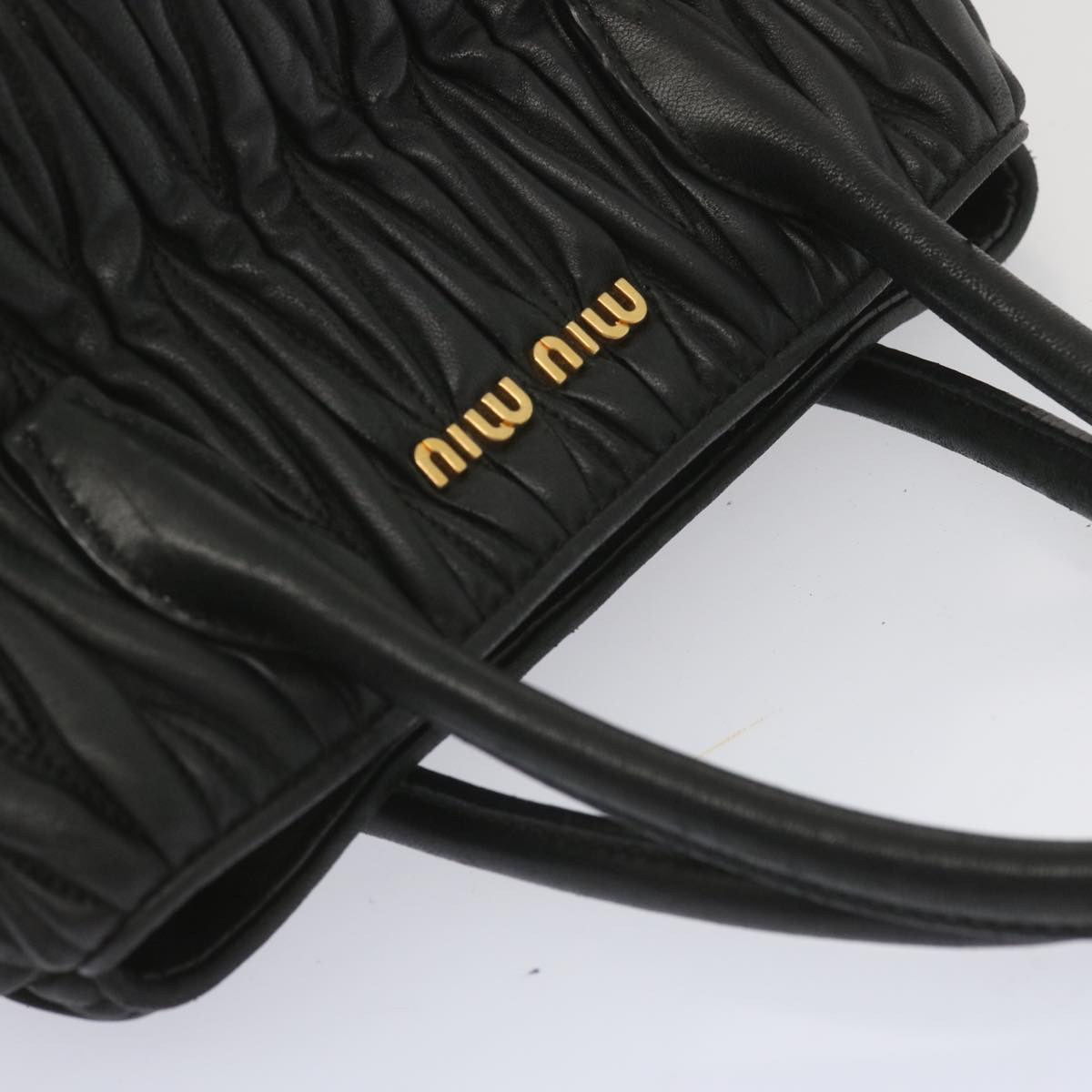 Miu Miu Materasse Hand Bag Leather Black Auth ep3658