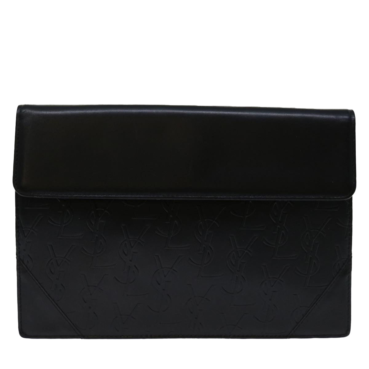 SAINT LAURENT Clutch Bag Leather Black Auth ep3667 - 0