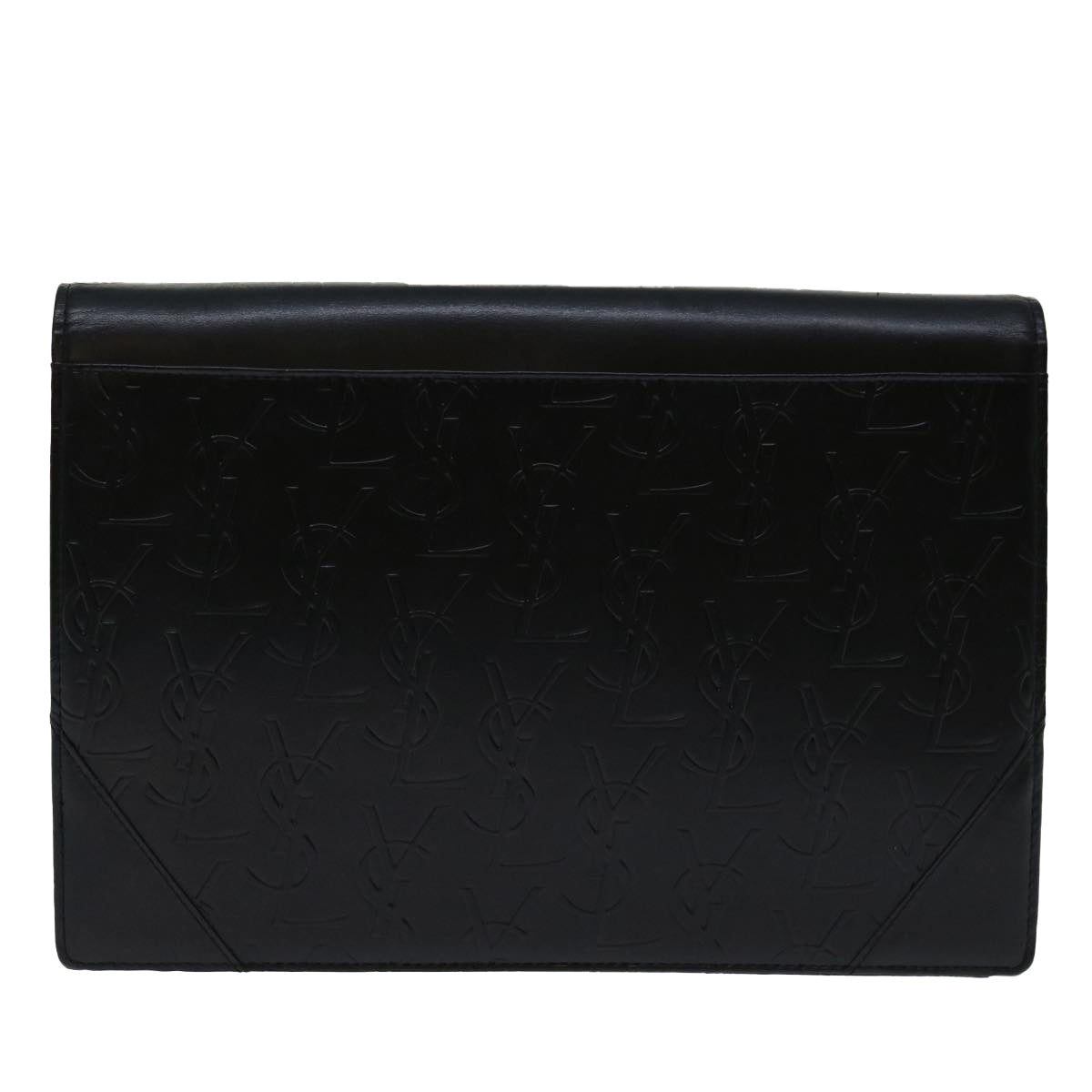 SAINT LAURENT Clutch Bag Leather Black Auth ep3667 - 0