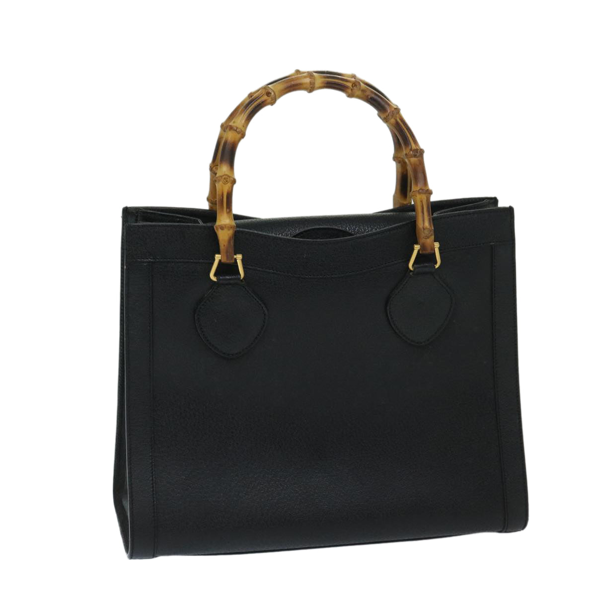 GUCCI Bamboo Tote Bag Leather Black Auth ep3669