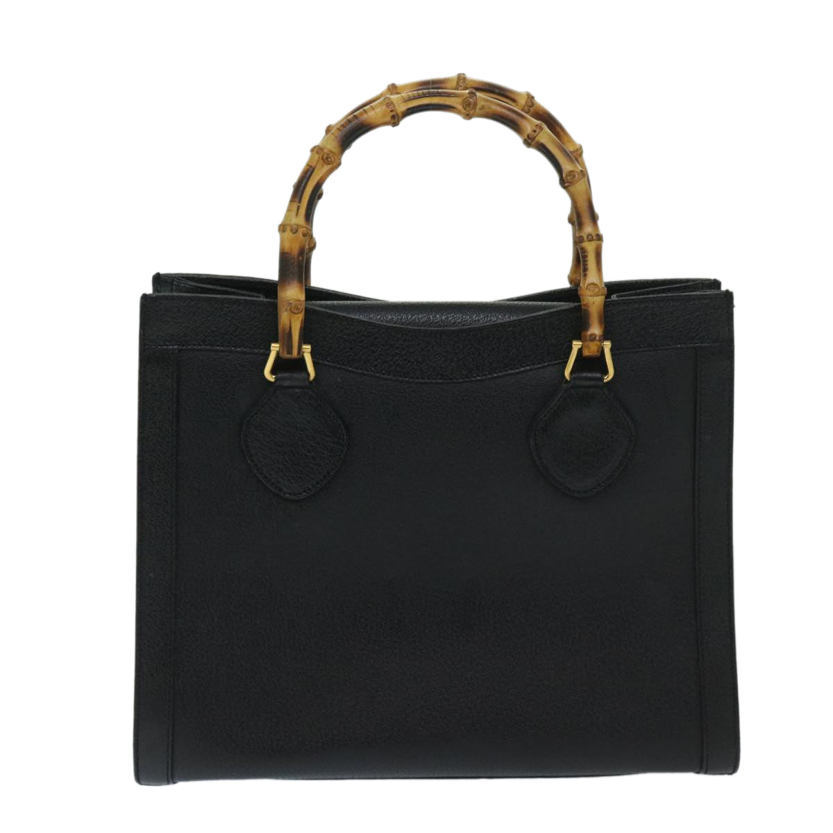 GUCCI Bamboo Tote Bag Leather Black Auth ep3669 - 0