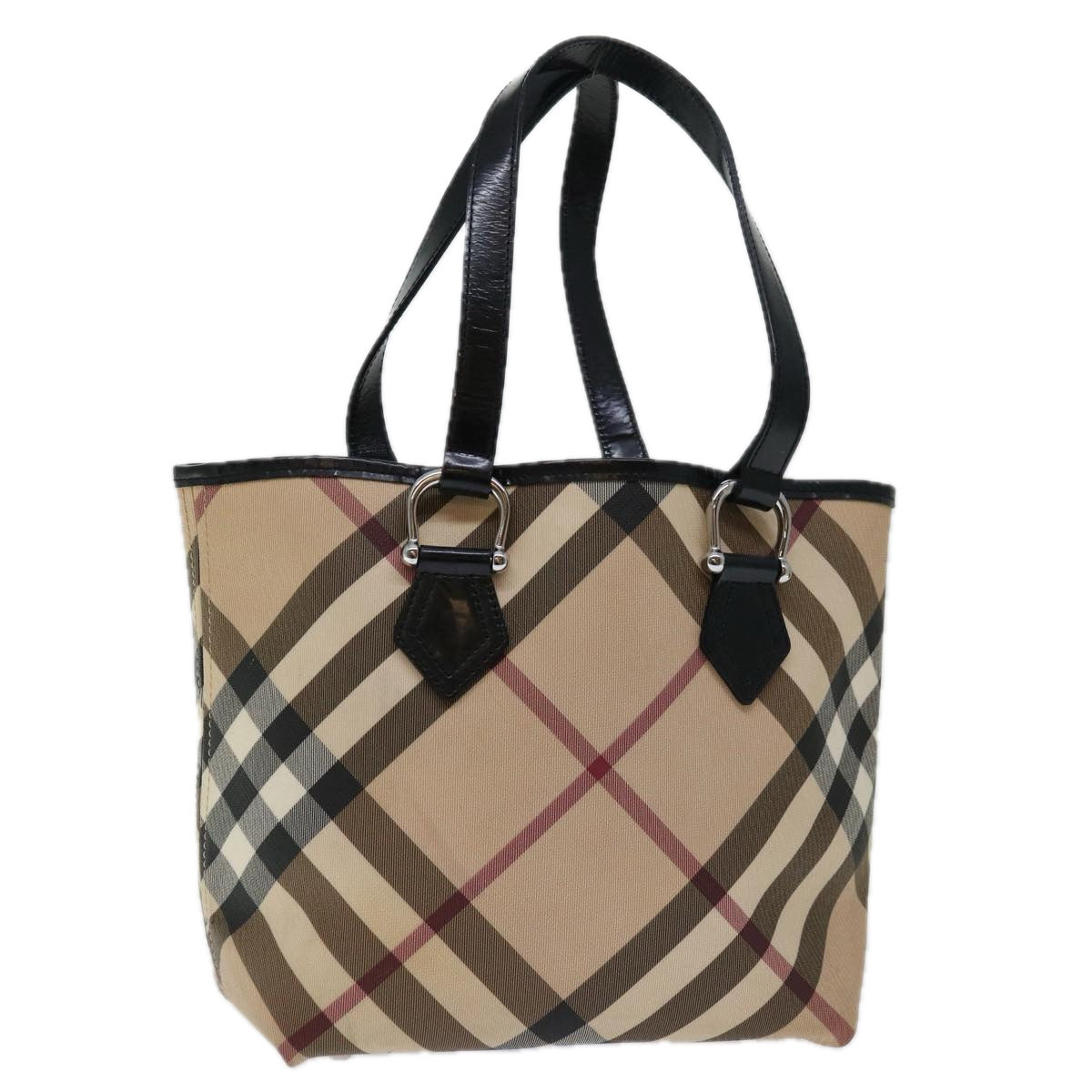 BURBERRY Nova Check Tote Bag Coated Canvas Beige Auth ep3673