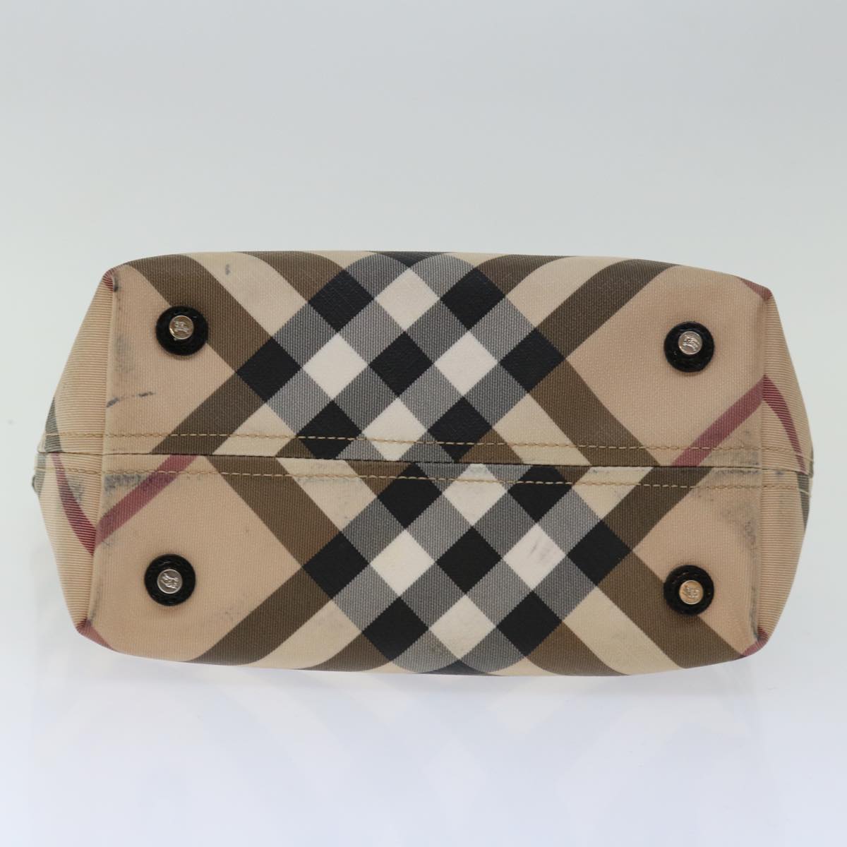 BURBERRY Nova Check Tote Bag Coated Canvas Beige Auth ep3673