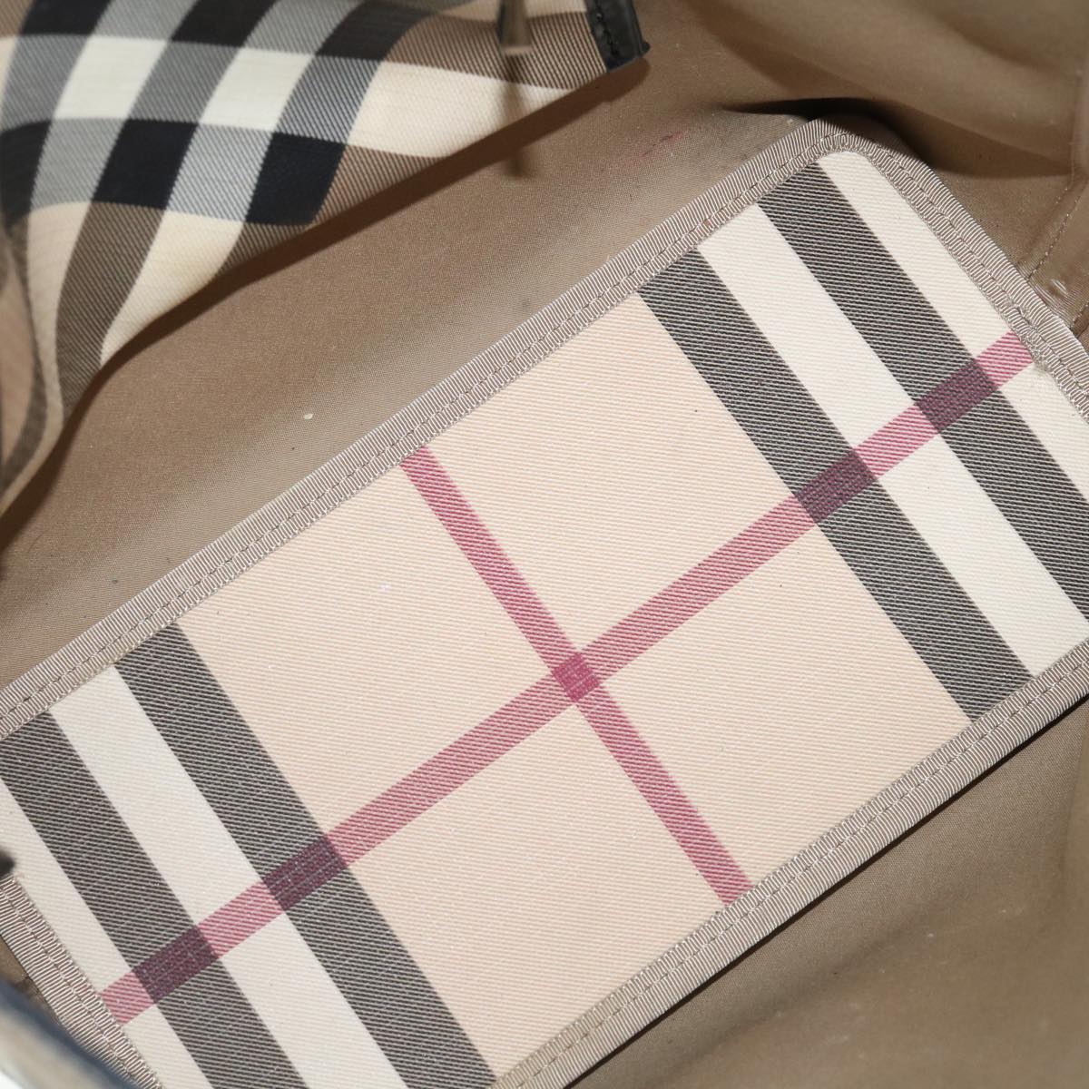 BURBERRY Nova Check Tote Bag Coated Canvas Beige Auth ep3673