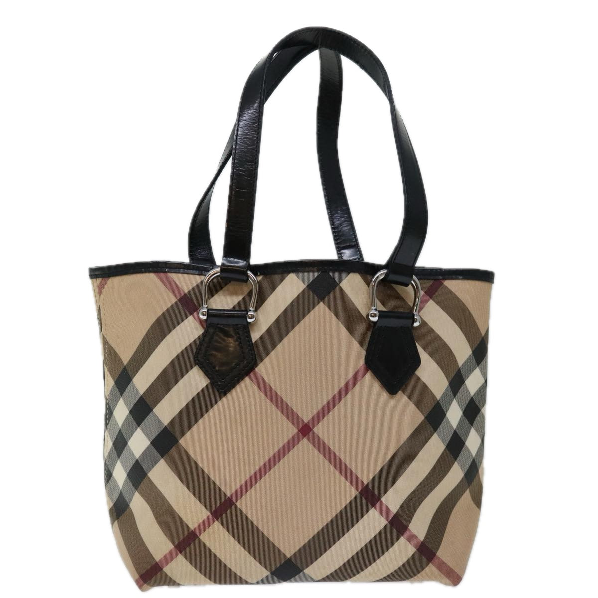 BURBERRY Nova Check Tote Bag Coated Canvas Beige Auth ep3673