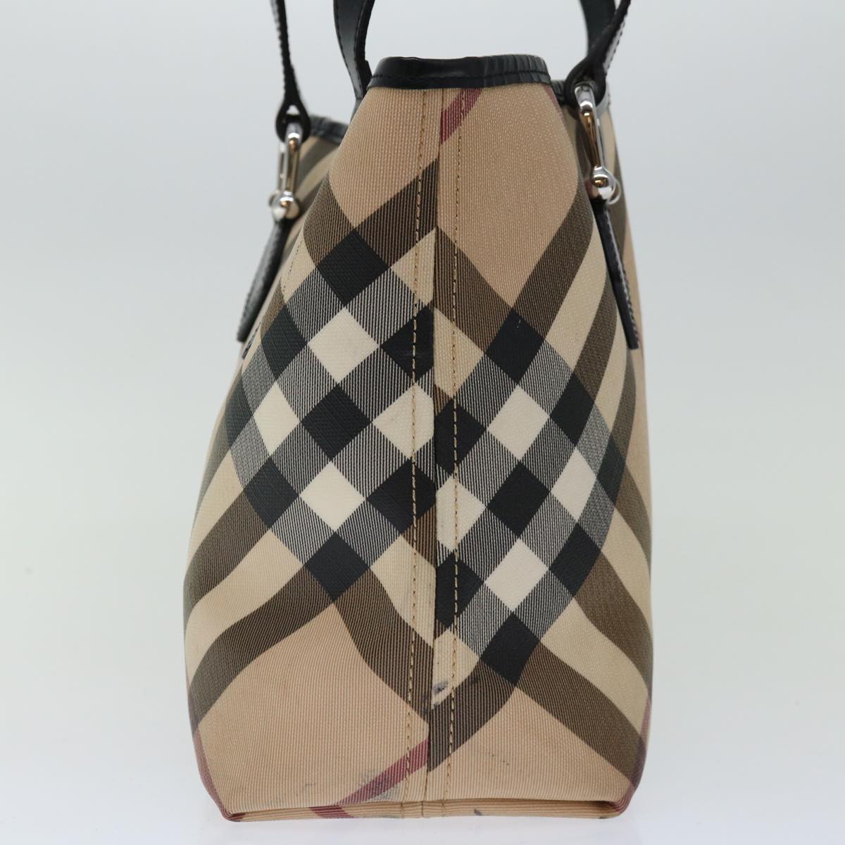 BURBERRY Nova Check Tote Bag Coated Canvas Beige Auth ep3673