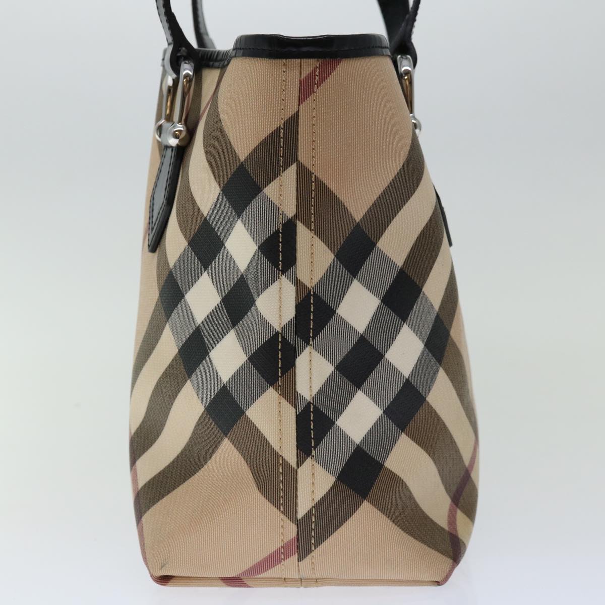 BURBERRY Nova Check Tote Bag Coated Canvas Beige Auth ep3673