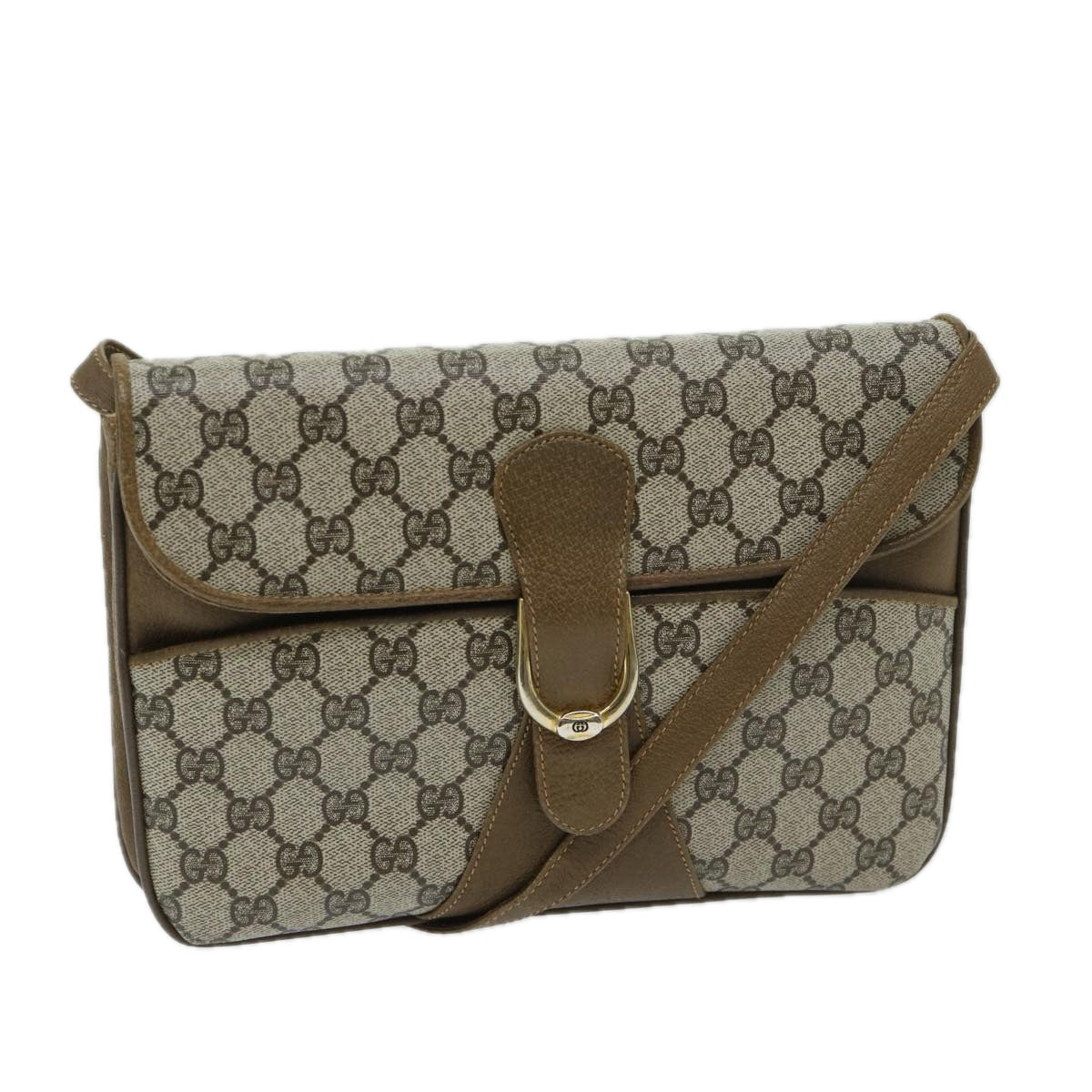 GUCCI GG Supreme Shoulder Bag PVC Beige Auth ep3681