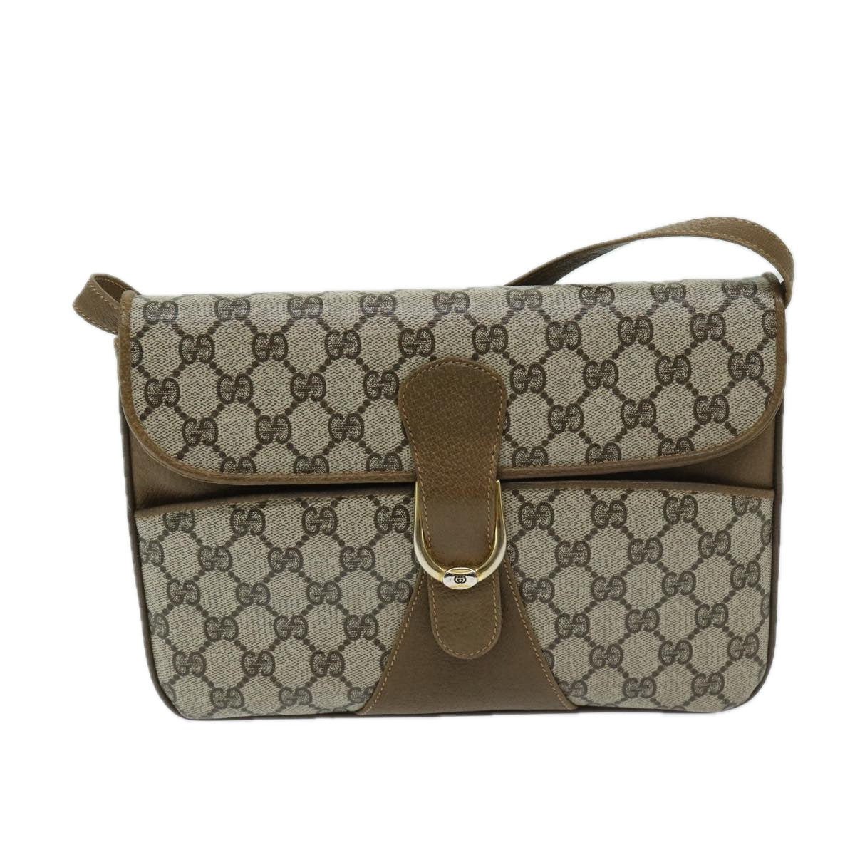 GUCCI GG Supreme Shoulder Bag PVC Beige Auth ep3681