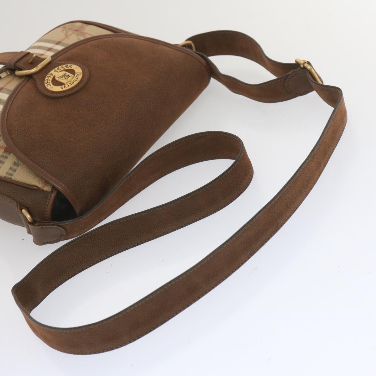 Burberrys Nova Check Shoulder Bag PVC Beige Auth ep3690