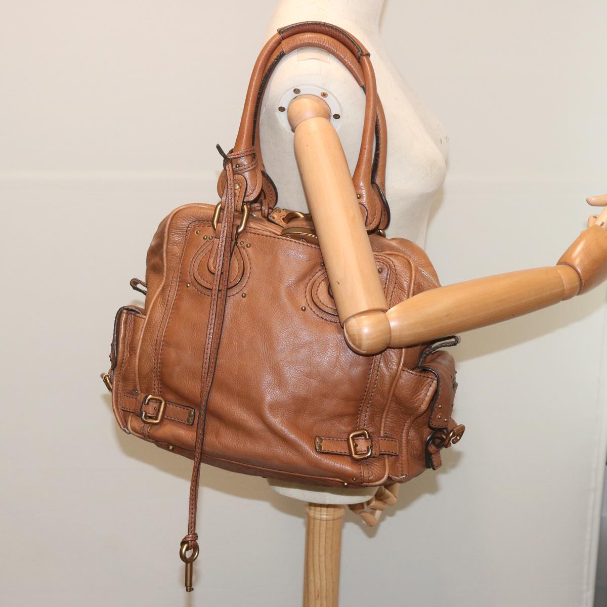 Chloe Paddington Shoulder Bag Leather Brown Auth ep3698