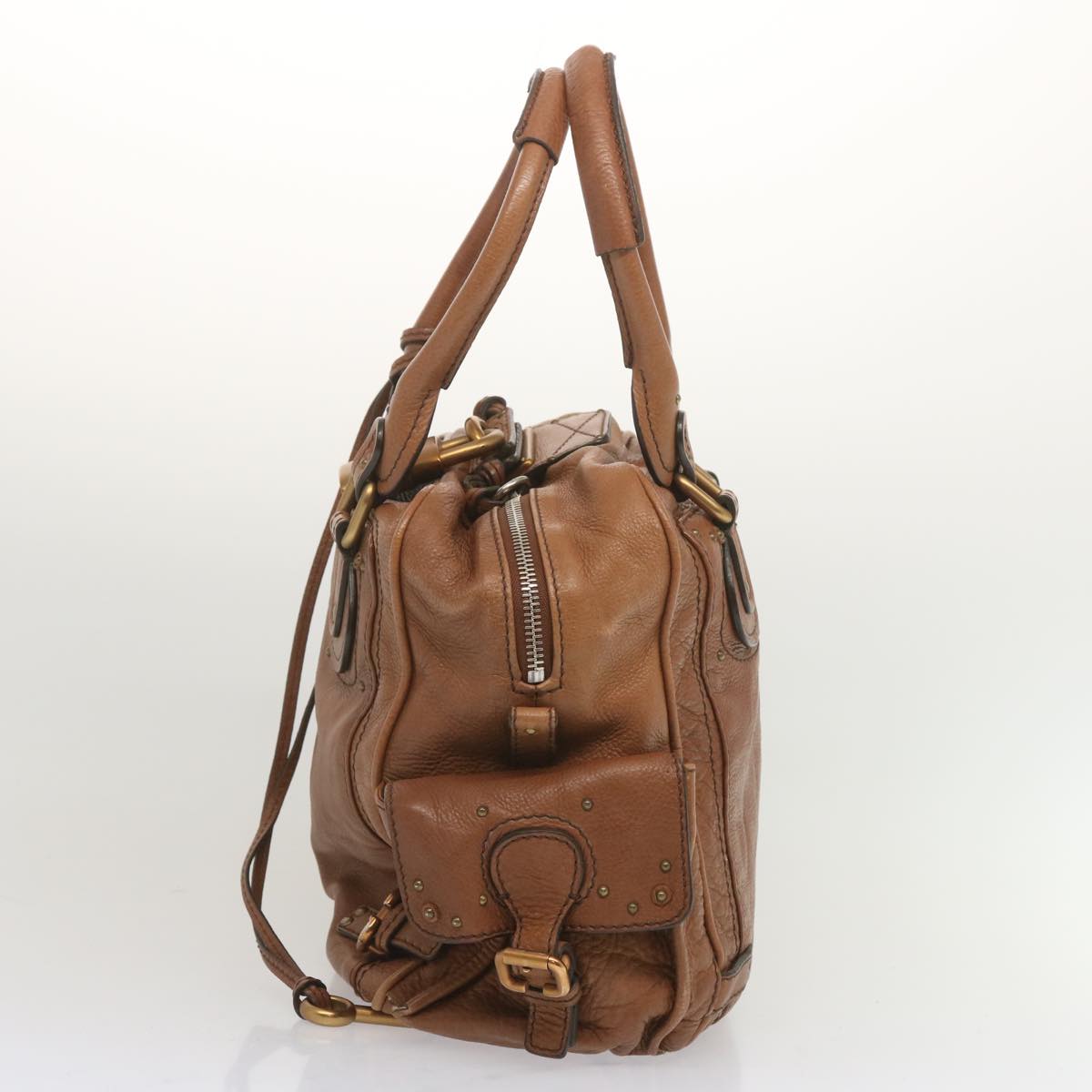 Chloe Paddington Shoulder Bag Leather Brown Auth ep3698