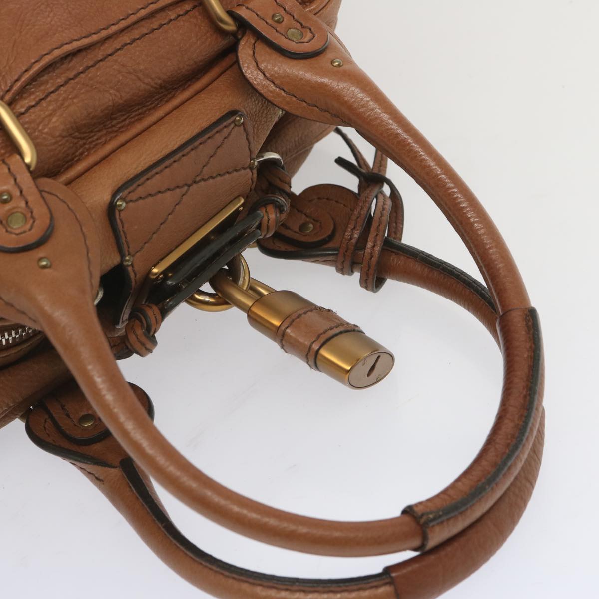 Chloe Paddington Shoulder Bag Leather Brown Auth ep3698