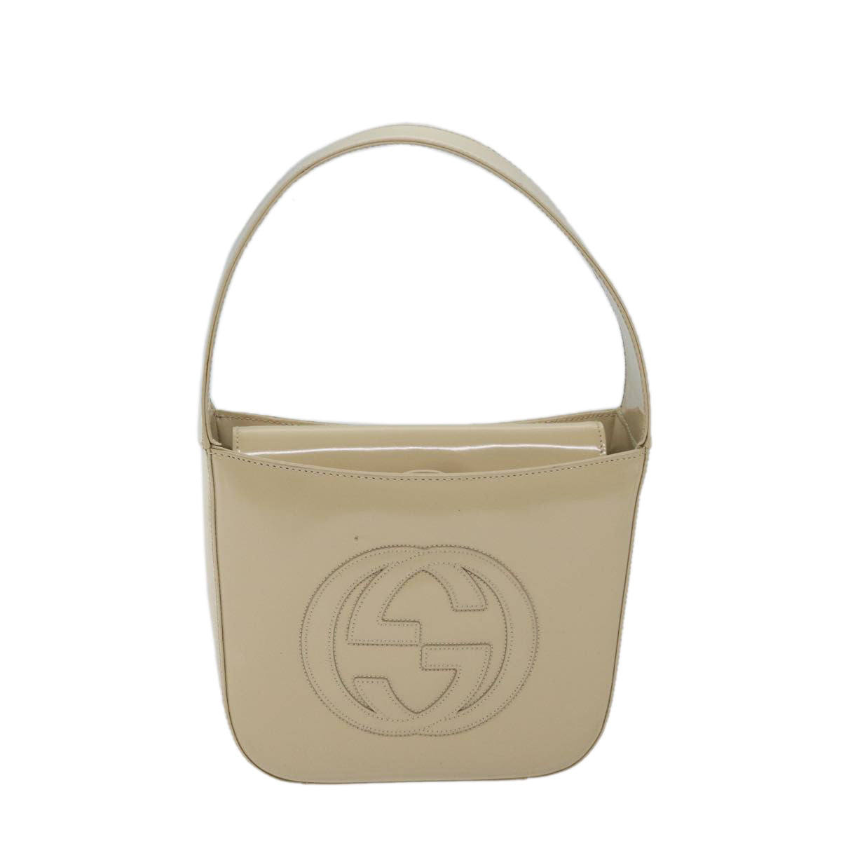 GUCCI Hand Bag Patent leather Beige 007 2046 0249 Auth ep3712