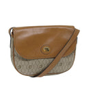 Christian Dior Honeycomb Canvas Shoulder Bag PVC Leather Beige Auth ep3713-1