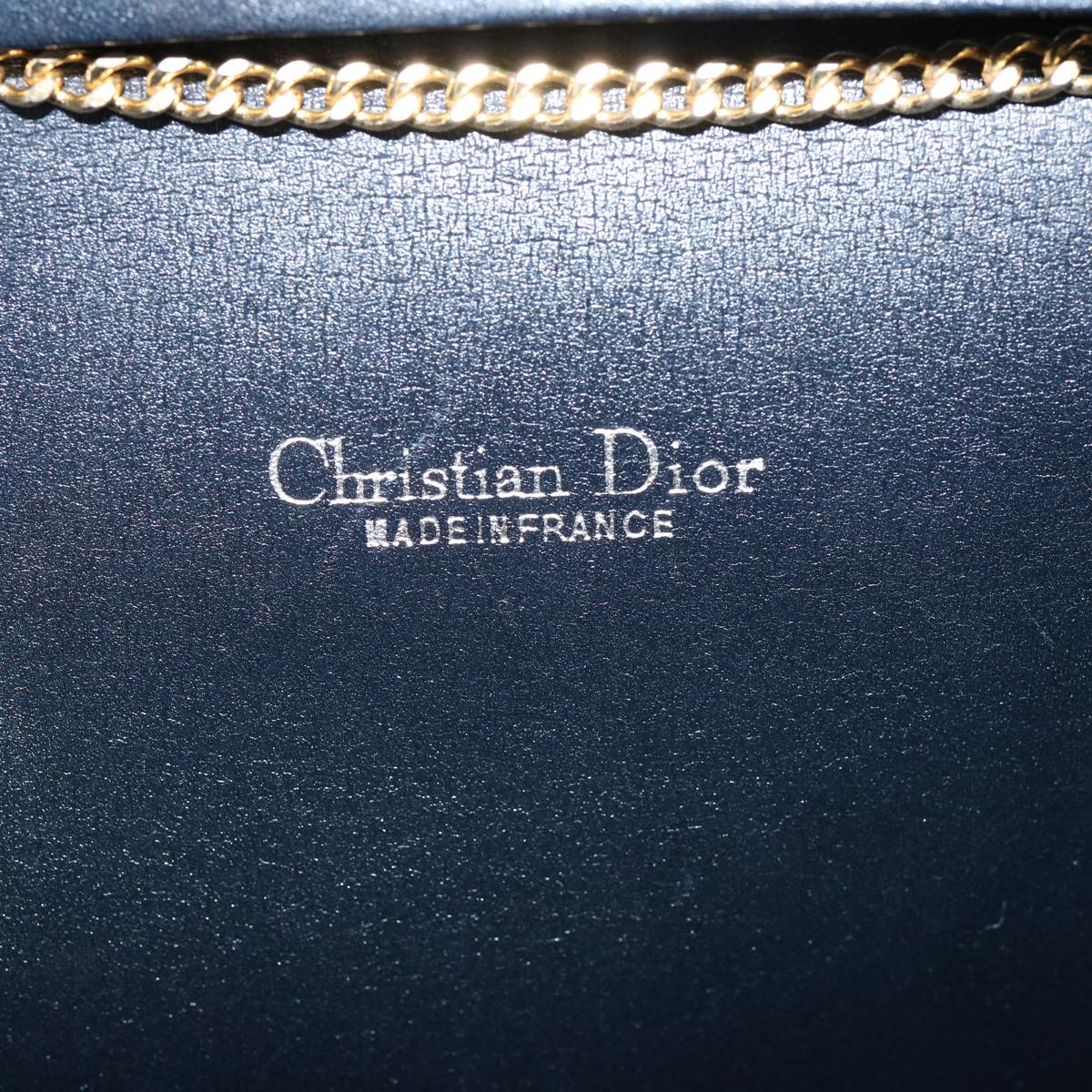 Christian Dior Trotter Canvas Chain Shoulder Bag Navy Auth ep3714