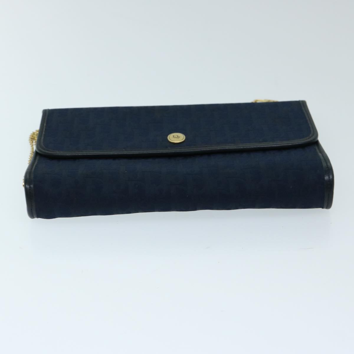 Christian Dior Trotter Canvas Chain Shoulder Bag Navy Auth ep3714