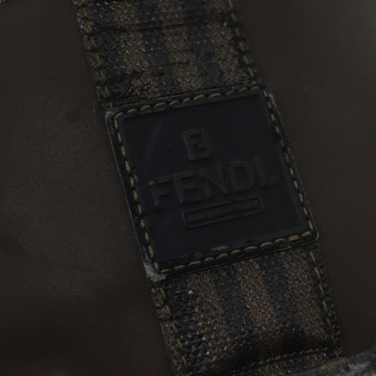 FENDI Vanity Hand Bag Nylon Brown Auth ep3715