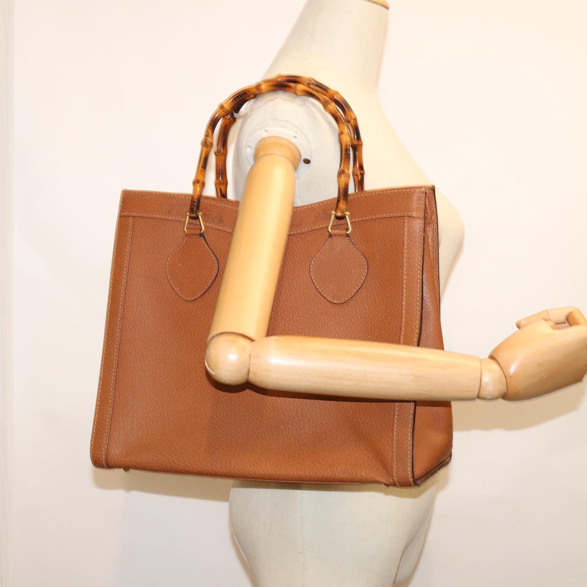 GUCCI Bamboo Tote Bag Leather Brown 002 2853 0260 0 Auth ep3720