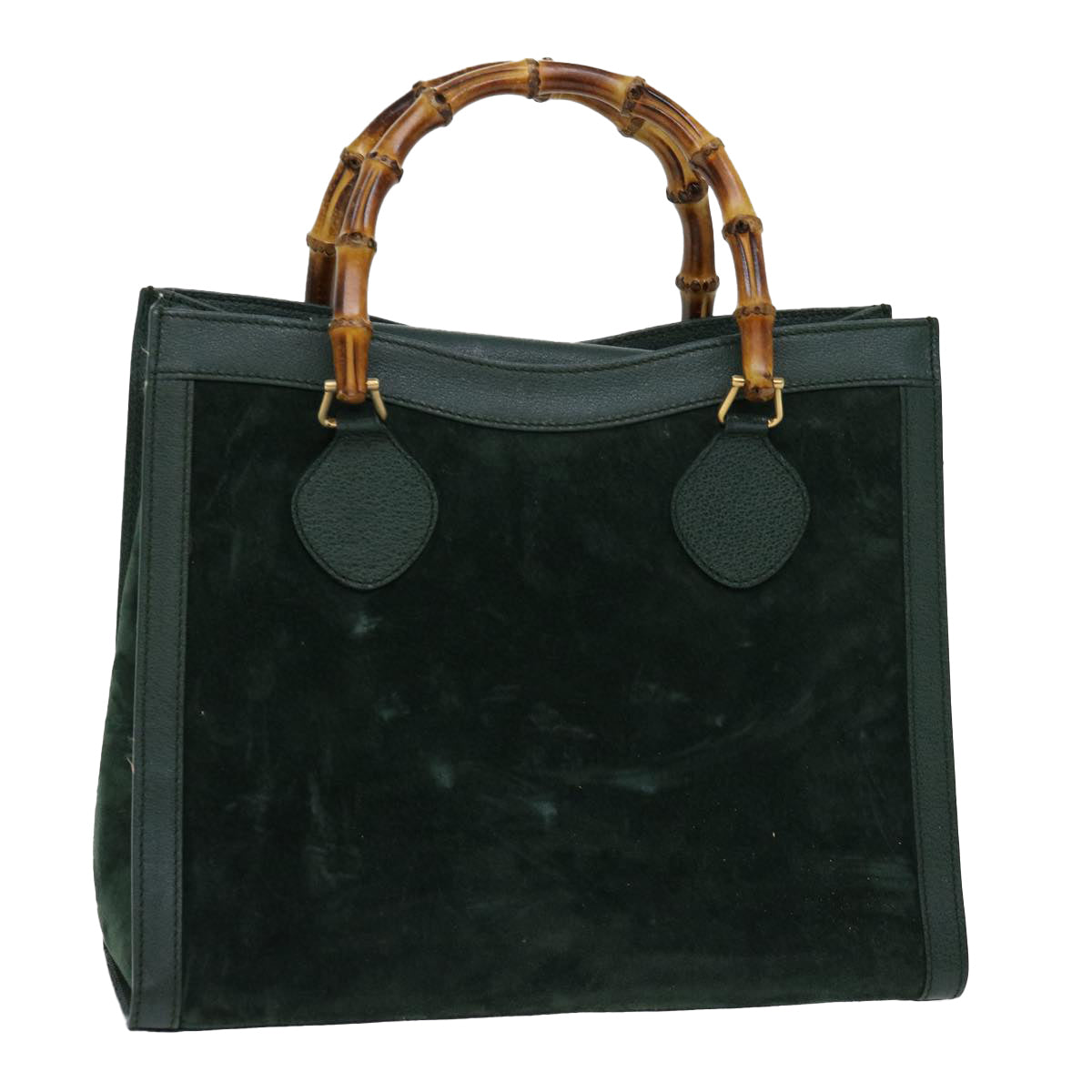 GUCCI Bamboo Tote Bag Suede Green 002 2853 0260 0 Auth ep3721
