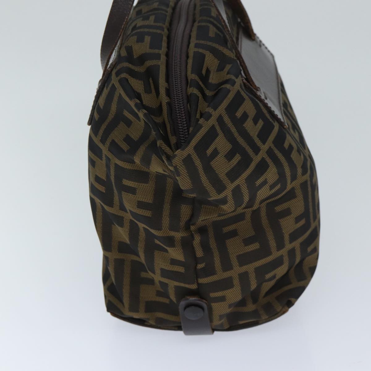 FENDI Zucca Canvas Hand Bag Brown Black Auth ep3722