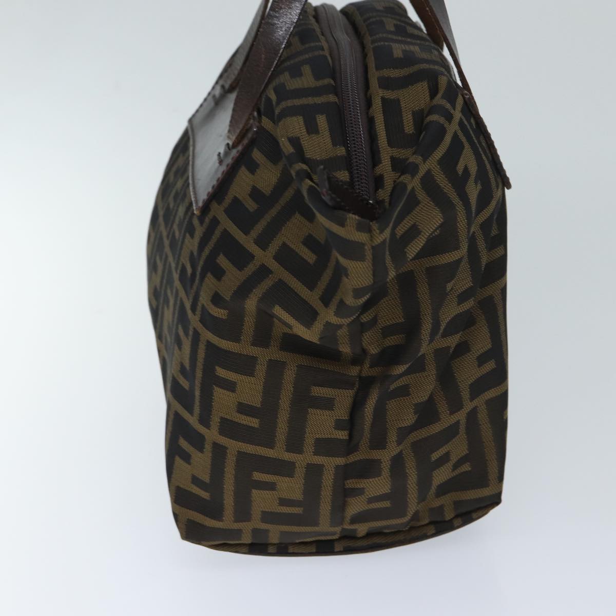 FENDI Zucca Canvas Hand Bag Brown Black Auth ep3722