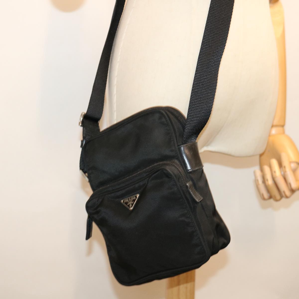 PRADA Shoulder Bag Nylon Black Auth ep3731