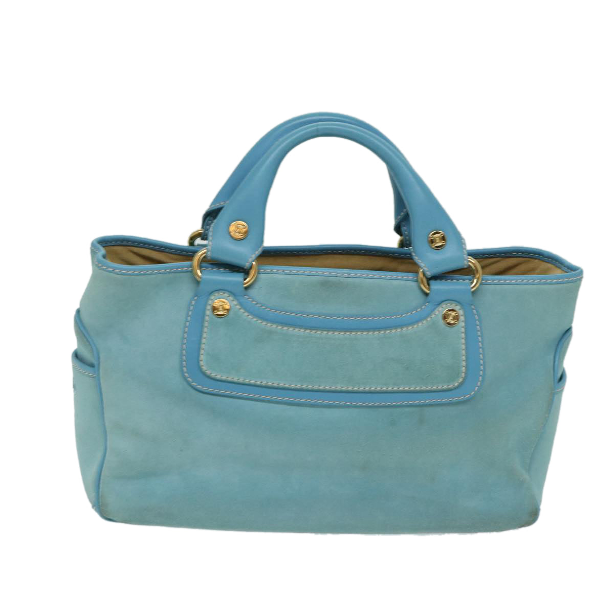 CELINE Hand Bag Suede Blue Auth ep3742