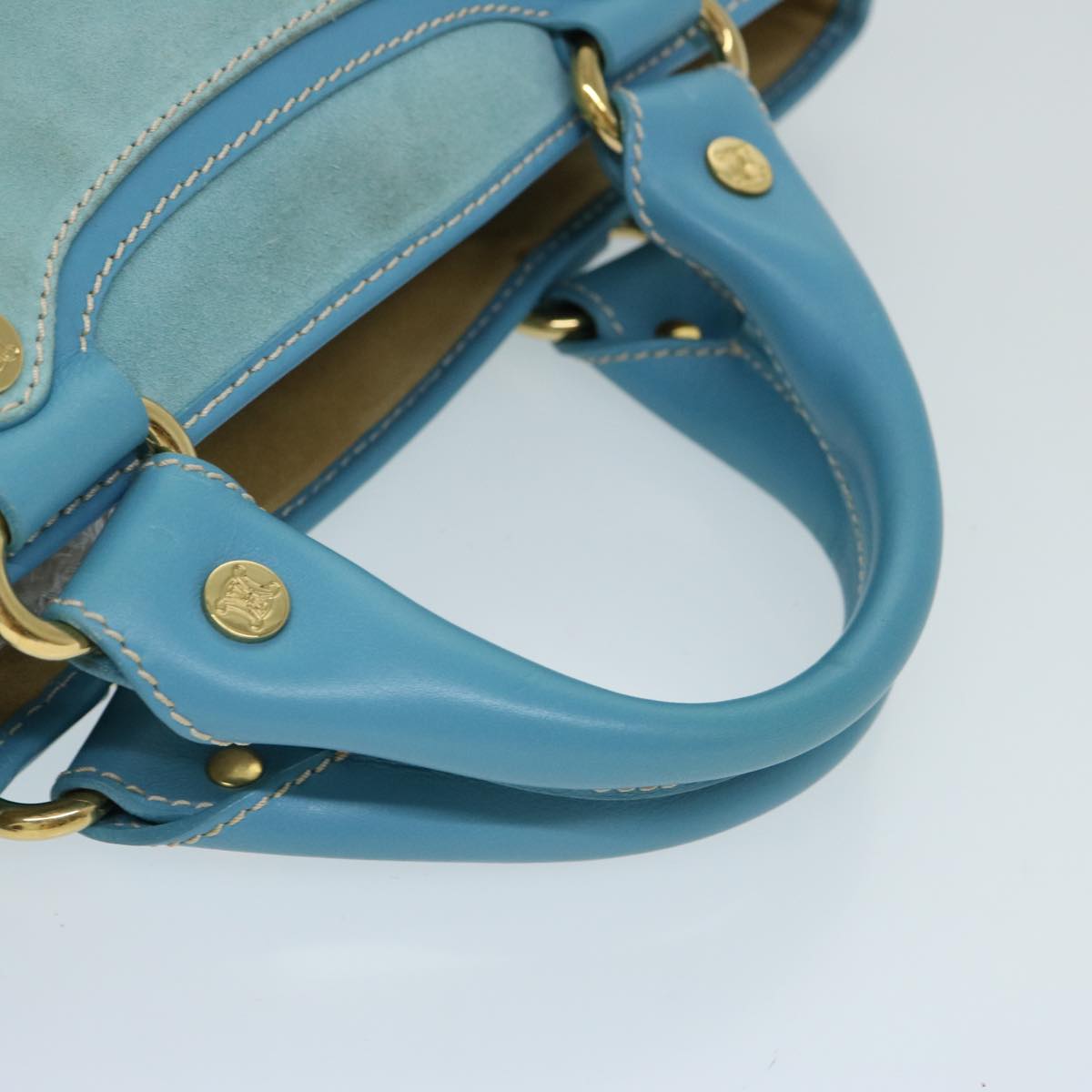 CELINE Hand Bag Suede Blue Auth ep3742